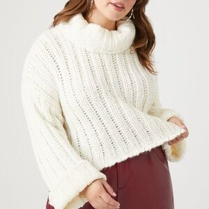 NWT Forever21 Cream Ribbed Turtleneck Sweater 1x
